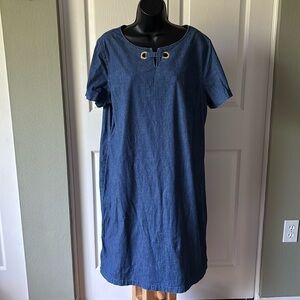 Anne Klein Denim Short Sleeve Dress Sz 14